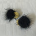 EARRINGS GOLD DISCS ON POST WITH FLUFF