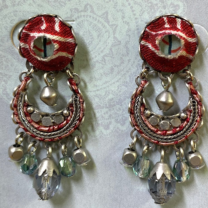 AYALABAR EARRINGS RED AND PALE BLUE
