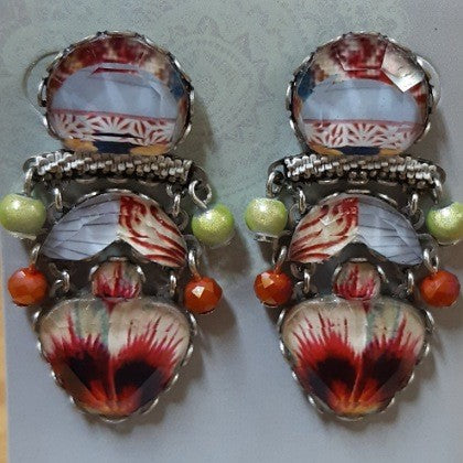 AYALABAR EARRINGS MAUVE AND PINKY RED TONES
