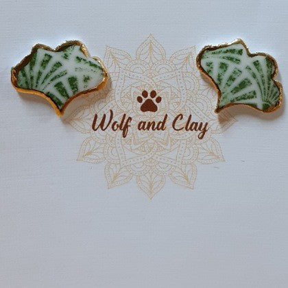 WOLF AND CLAY GOLD RIMMED STUD EARRINGS
