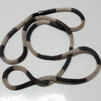 5MM CROCHETED OXIDISED BRASS PLATED SILVER SNAKE NECKLACE