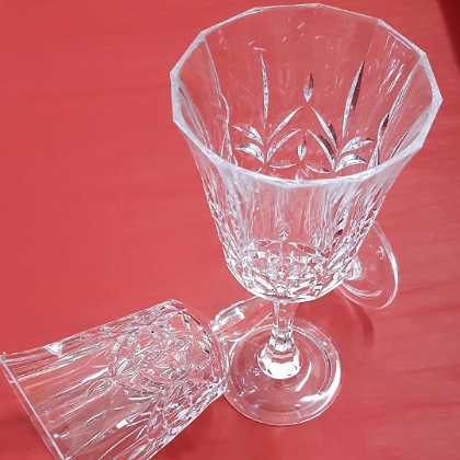 ACRYLIC CRYSTAL CUT CLEAR WINE GLASS