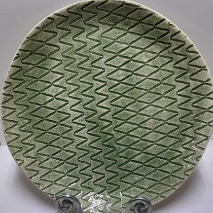 WONKIWARE CHEESE PLATTER ZIG ZAG PATTERN GREEN