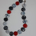 NAVY RED FLAT BEAD NECKLACE 18 INCH