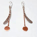 EARRINGS STERLING SILVER LONG HAMMERED COPPER DISCS