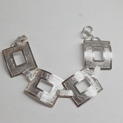 BRACELET STERLING SILVER RETICULATED RECTANGLES