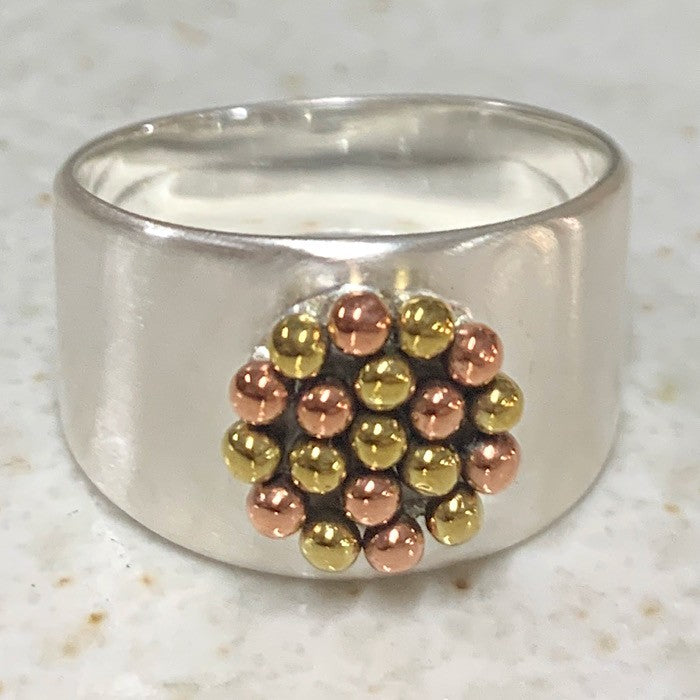 RING STERLING SILVER BAND BRASS COPPER DOT