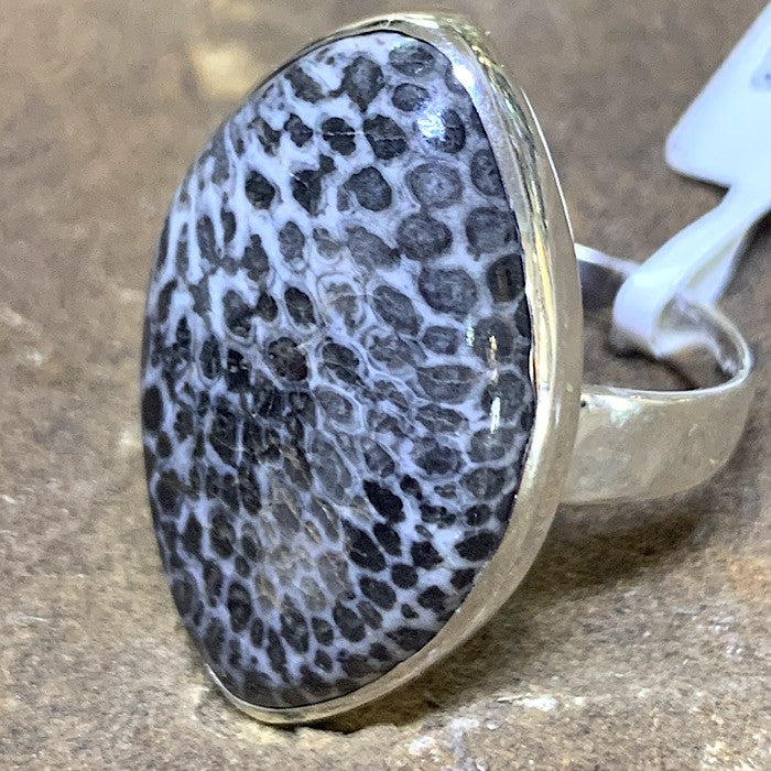 BLACK FOSSIL CORAL RING SIZE 9