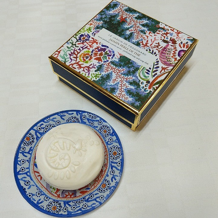 JASMIN SCENTED SOAP ON GLASS DISH