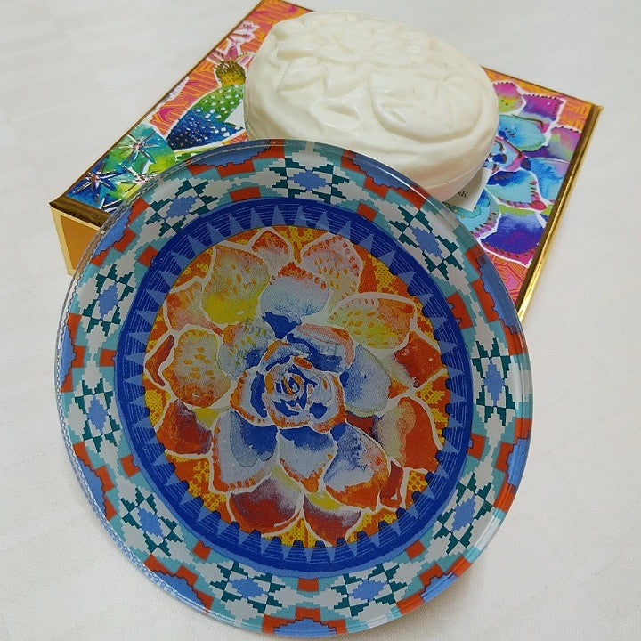 JASMIN SCENTED SOAP ON GLASS DISH 2
