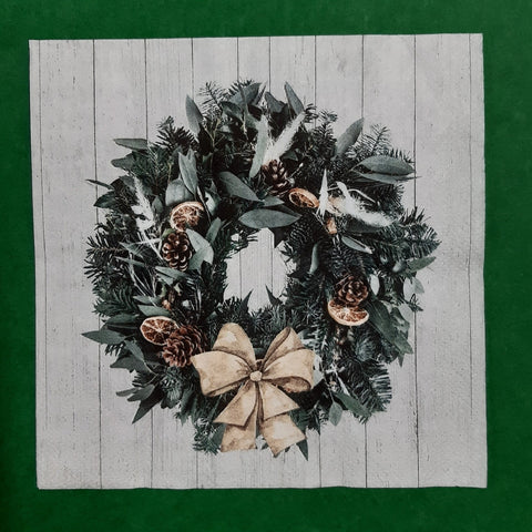 PAPER LUNCHEON NAPKINS CHRISTMAS RUSTIC WREATH