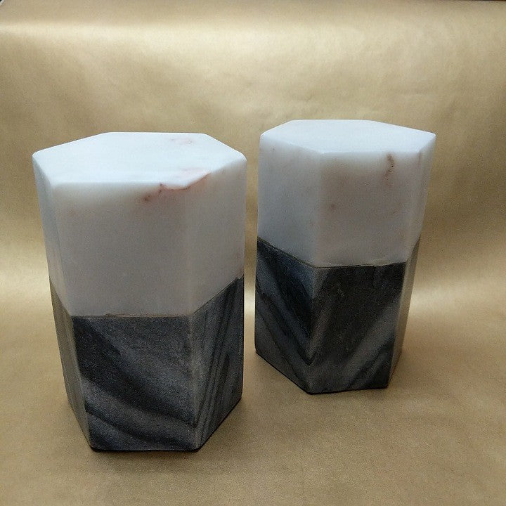 BLACK AND WHITE HEAVY MARBLE BOOK ENDS