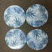 CORK BACKED COASTERS ROUND BLUE LEAVES