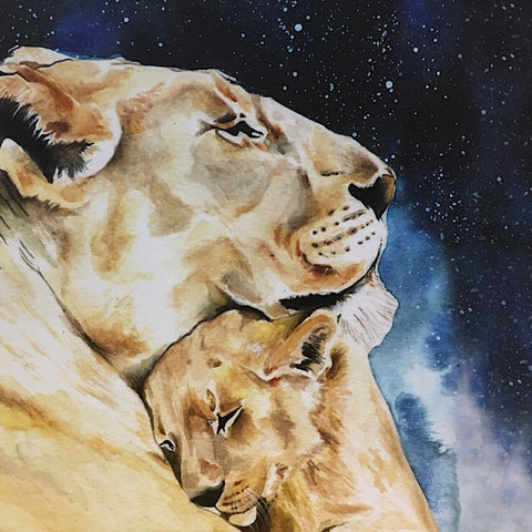 LIONESS WITH CUB GREETING CARD