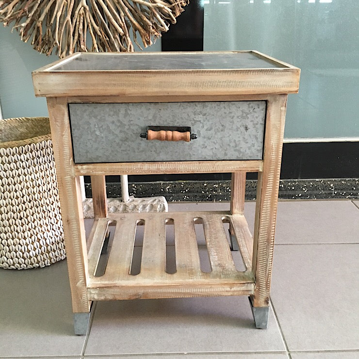 INDUSTRIAL STYLE LOW BEDSIDE TABLE