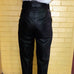 LEATHER TROUSERS BELTED HIGH WAISTED BLACK SIZE 1