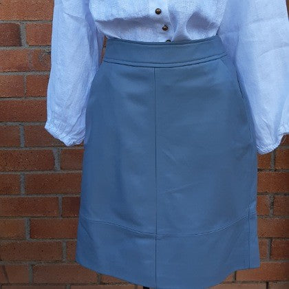 LEATHER SKIRT CLOUD BLUE