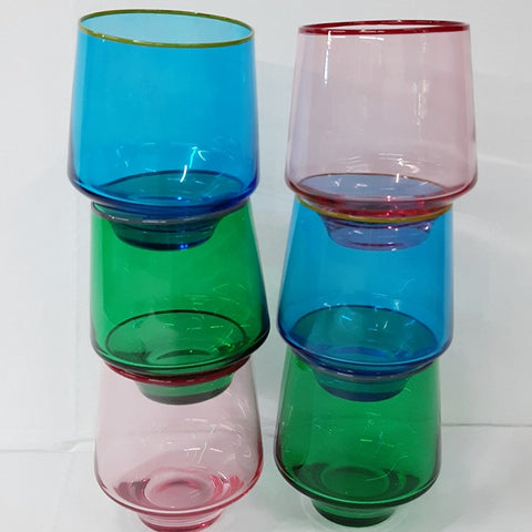 COLOURED TUMBLER SET 2 GLASSES